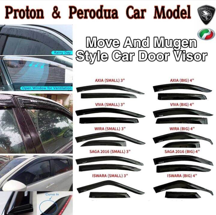 【1set 4 Door】Proton Perodua 5inch And 3inch Door Visor /air press For ...