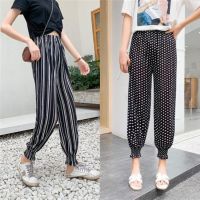 CODadoqkxDGE Spring Casual Long Pants Womens High Waist Pants Loose Chiffon Ice Silk Lightweight Ankle Wide Leg Pants