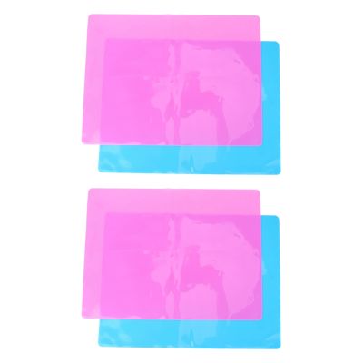 4 Pack A3 Extra Large Silicone Sheet for Crafts Jewelry Casting Molds Mat, Food Grade Silicone Placemat,Blue &amp; Pink