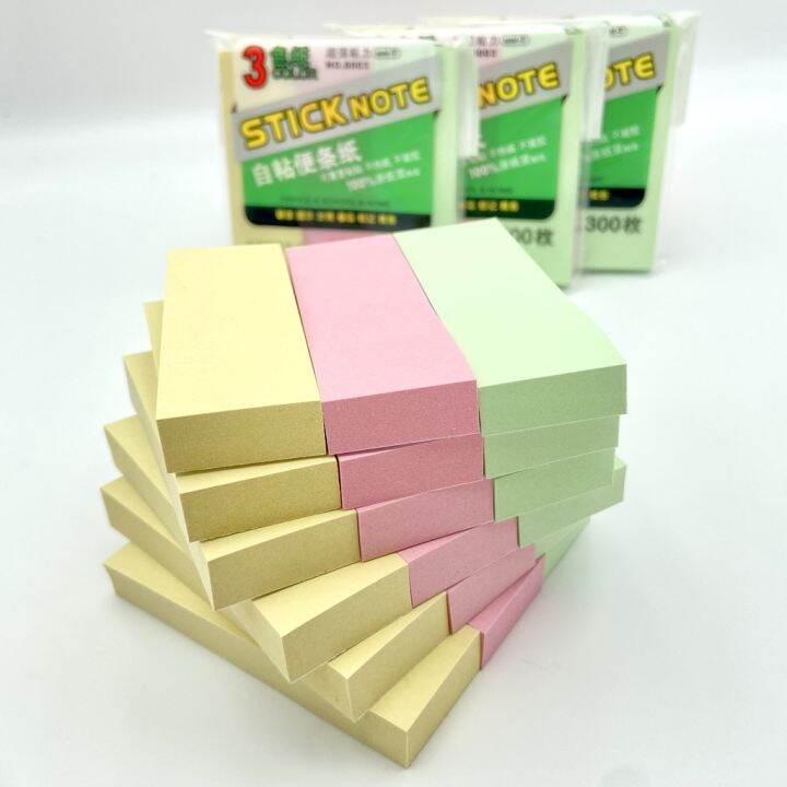 โพสต์-อิท-stick-note-กระดาษโน๊ตสีพื้น-คละสี-3-สี-มีกาวในตัว-76x25-มม-300-แผ่น-i-no-8003