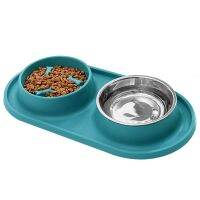 Dogs Slow Feeder Bowl Bloat Stop Pet Bowls with Steel Water Bowl for Puppy, No-Spill Non-Skid