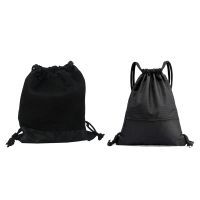 2 Pcs Outdoor Women Men Nylon Black Ultralight Backpack Football Basketball Bag (Big &amp; Small)