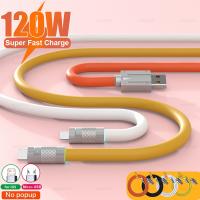 120W 6A Super Fast Charging Type-C To C Or iOS Liquid Silicone Cable For iPhone Xiaomi Huawei Samsung Pixel Data Line USB Cable