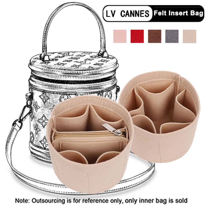 กระเป๋าสตางค์กระเป๋าผู้หญิงบุด้านในกระเป๋าสอด-tas-kosmetik-ถุงเก็บกระเป๋าถือสักหลาดสำหรับกระเป๋าทรงกระบอก-lv-cannes