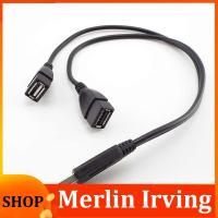 Merlin Irving Shop USB 2.0 Male to Dual Y Splitter Cable USB A-Male To 2 A-Female Power Adapter Converter DC Charging Extension Cord