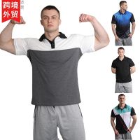 [COD] Cross-border 2022 new high-end summer mens sports short-sleeved plo printed matching elastic European and sizes foreign trade