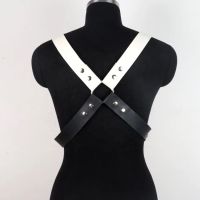 Fashion Sexy Leather Bondage Belts Restraint Body Harness For Man Black And White Shoulder Strap Connected Belts