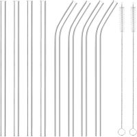 Glass Smooth Straws Pack of 8 Inch 200mm Long Reusable Clear Drinking Straws for Mason Jar Tumbler Beverage Smoothies Frozen