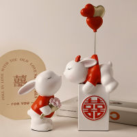 Spot parcel post Behanmei Cute Couple Rabbit Decoration Wedding Gift for New Couple Girlfriends Wedding Room Decoration Engagement Gift Wholesale