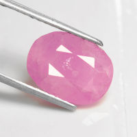 6.55 ct พลอยแดง เผาเก่า สีชมพู (Pink Sapphire) บ่อจอห์นสัน ทรงไข่