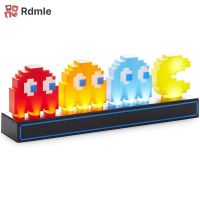 Rdmle Pixel Pac-Man โคมไฟตั้งโต๊ะเปลี่ยนสีได้ใช้แบตเตอรี่ Usb/Battery Powered Night Light เปลี่ยนสีได้สําหรับตกแต่งบ้าน