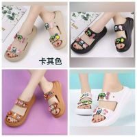 ☌ cri237 Bae SLIDE TWO STRAP WEDGES FASHION Sandals FREE JIBBITZ