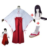 Inuyasha Kikyou Cosplay Costume Womens Halloween Carnival Funny Party Costume Anime Wigs Straw Sandals