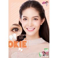 *มีค่าสายตา* Pretty Doll Okie Brown สายตาปกติ คอนแทคเลนส์  ลายฮิต Tiktok แถมตลับฟรี!! รหัสสินค้า 045