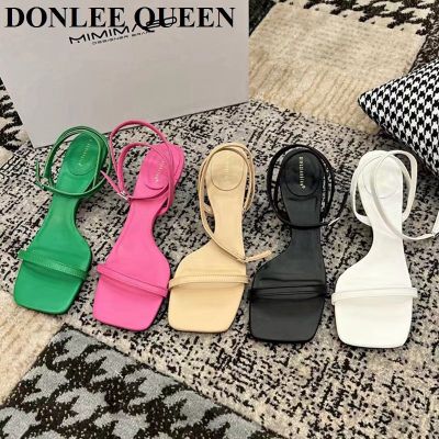 ขายดีที่สุด ioztt2023 - /✆○ New Fashion Toe Sandals Metal Med Heels Sandal Narrow Band Gladiator Shoes Back Embroidery 2022