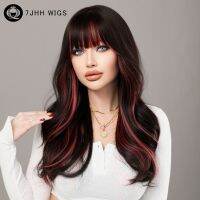 【jw】✎▤☒ 7JHH WIGS Wavy Wig for Pink Wigs with Bangs New Trend Synthetic Hair Use Resistant