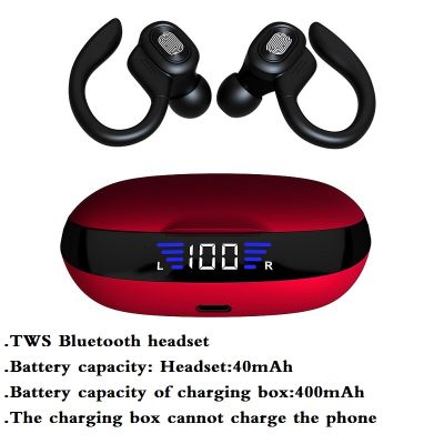 TWS Bluetooth Earphones With Microphones Sport Ear Hook LED Display Wireless Headphones HiFi Stereo Earbuds Waterproof Headsets