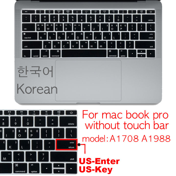 Korean US-Key US-Enter Keyboard Cover case Protector For Macbook Pro 13Air 11 12 15 touchbar A2159 A1466 A1932A1990A1398A1708