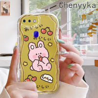 เคส Chenyyka สำหรับ OPPO R17 R15 Pro ลายการ์ตูนกระต่ายเชอร์รี่เนื้อครีมเคสมือถือกันกระแทกแบบใสนิ่มเคสซิลิกาเจลที่โปร่งใสลายกล้องถ่ายรูปความคิดสร้างสรรค์