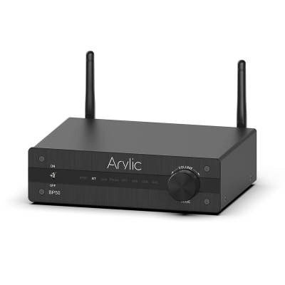 Arylic ตัวรับสัญญาณ BP50บลูทูธสเตอริโอ Aptx HD 2.1ช่องมินิคลาส D เครื่องขยายเสียงแบบผสมสำหรับลำโพงภายในบ้าน