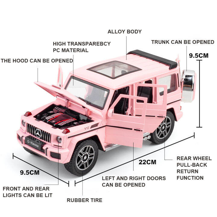 124-amg-g63-pink-alloy-car-model-simulation-off-road-vehicle-metal-model-limited-edition-6-doors-can-be-opened-childrens-gifts