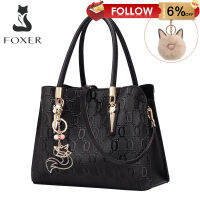 top●FOXER Women Leather Handbag Purse Top Handle Tote Embossing Process of Printing Shoulder Bag