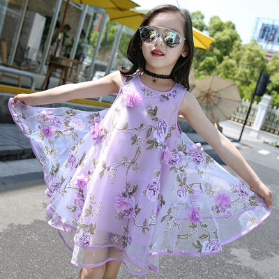 Bohemian Summer Girls Dress Kids Girl Beach Dresses Chiffon Kids Dresses Floral Teenage Girls Summer Clothes 6 8 10 12 14 Year