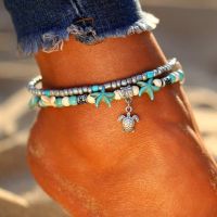 vintage Boho Style Ankle Bracelet Bohemia Sea Turtle Starfish Charms Beach Anklet Shell For Women handmade leg bracelet Jewelry