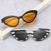 SHAUNA R Cat Eye แว่นตากันแดดผู้หญิงแฟชั่นโซ่โลหะ Shades UV400ยี่ห้อ Designer ผู้ชายแนวโน้ม Sun Glasses