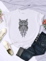 Dashing Owl Face Printing Womens Tee Shirts Casual Breathable Sport Short Sleeve Summer Street Hip Hop Tops Female Tee Clothes