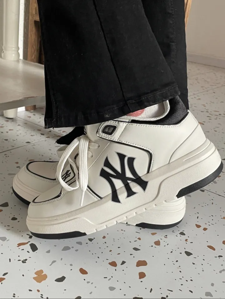 MLB black and white unisex mid top sports casual shoes