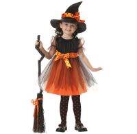 【cw】 New European and American Halloween Costume Childrens Performance Set Costume cosplay Outside Dancing Dress