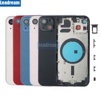 เคสฝาหลังสำหรับ iPhone 13 Mini 13 Pro Max ประตูแบตเตอรี่หลังกระจกหลังพร้อมกรอบตัวเครื่องถาดซิมคีย์ด้านข้างชิ้นส่วนอะไหล่