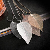 ของขวัญโซ่ไหปลาร้าหรูหราจี้ใบไม้ธรรมชาติ Kalung Gaya สำหรับผู้หญิงเครื่องประดับอัญมณี
