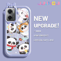 Jlingji เคสสำหรับ Xiaomi Redmi 10 5G Redmi Note 11E 5G Redmi 11 Prime 5G เคสการ์ตูนแฮปปี้แพนด้าแพตเทนสีสันสดใสรูปกล้องมอนสเตอร์ขนาดเล็กนิ่มสำหรับเลนส์กันกระแทกแบบใสเคสมือถือเคสความคิดสร้างสรรค์โปร่งใสเรียบง่ายฝาครอบป้องกันซิลิโคน