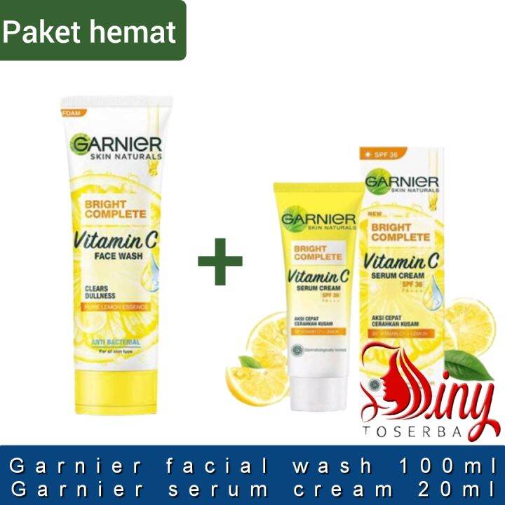 GARNIER BRIGHT COMPLETE VIT C FACIAL WASH & SERUM CREAM 20 ML Lazada