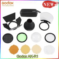 พร้อมส่ง Godox AK-R1 Barn ประตู Snoot ตัวกรองสี,Reflector รังผึ้ง บอล Diffuser สำหรับ Godox AD200 H200R V1รอบหัวแฟลช