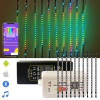 WS2812B Music Rhythm Spectrum LED Strip WS2812 Individually Addressable RGB Light SP107E BT Controller 5V Power Kit Home Decor Wall Stickers Decals