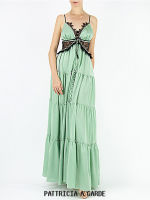 PATTRICIA A.GARDE Satin Ruffle Maxi Dress เดรสยาวซาตินระบาย