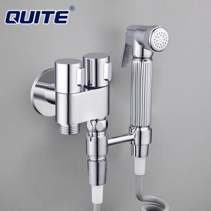 QUITE Toilet Bidet Faucets Double Use Corner Valve Bathroom Bidet