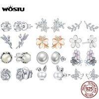 [Han ornaments] WOSTU ขายHan ornaments925เงินสเตอร์ลิงสตั๊ดต่างหู Heart Hoop ดอกไม้ผีเสื้อ Simple Zircon ต่างหูแฟชั่นผู้หญิงเครื่องประดับ