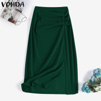 (จัดส่งฟรี)Fancystyle VONDA ชุดกระโปรงจีบธุรกิจสำหรับผู้หญิงใส่ในสำนักงานแบบสบายๆกระโปรงทรงดินสอแหวกด้านหน้า #2