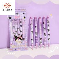 XIELISA 5pcs/Set เครื่องเขียนสเตชันเนอรี ปากกาเจลกด หมึกสีดำ เอสทีปลายปากกา การเขียนปากกาลงนาม คาวาอิ 0.5มม. ปากกาลูกลื่น สำหรับนักเรียน