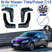 แผ่นบังโคลนรถยนต์สำหรับ Nissan Tiida/pulsar C13 2015 ~ 2019บังโคลน4x อุปกรณ์แต่งทรงผมแผ่นบังโคลนป้องกันการอัพเกรด