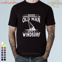 Never Underestimate An Old Man With A Windsurf T Shirt Short Sleeved Custom Design Tees Shirt Cotton O Neck Breathable Tee Tops