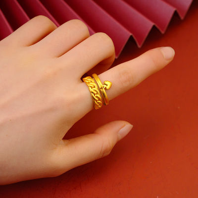 [ฟรีค่าจัดส่ง] แหวนทองแท้ 100% 9999 แหวนทองเปิดแหวน. แหวนทองสามกรัมลายใสสีกลางละลายน้ำหนัก 3.96 กรัม (96.5%) ทองแท้ RG100-181
