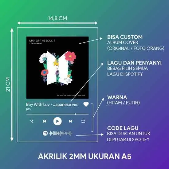 Custom Acrylic Album Art Spotify Song Laser Cut Lazada Indonesia
