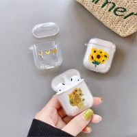 Cute Rose Sun Flower For Airpods Case Soft Silicone Shockproof Earphone Cover Plastic For Airpod 2 Pro Cases Clear Sunflower