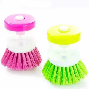 2pcsset Add automatically Detergent Cleaning brush kitchen bathroom clean Pot bowl Press Add detergent  New Hot E0985