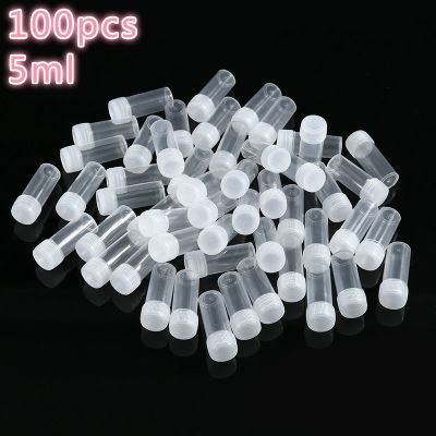 【CW】∈✻  100pcs 5ml Plastic Test Tubes Vials Sample Cap Bottles for Office School Chemistry Supplies.